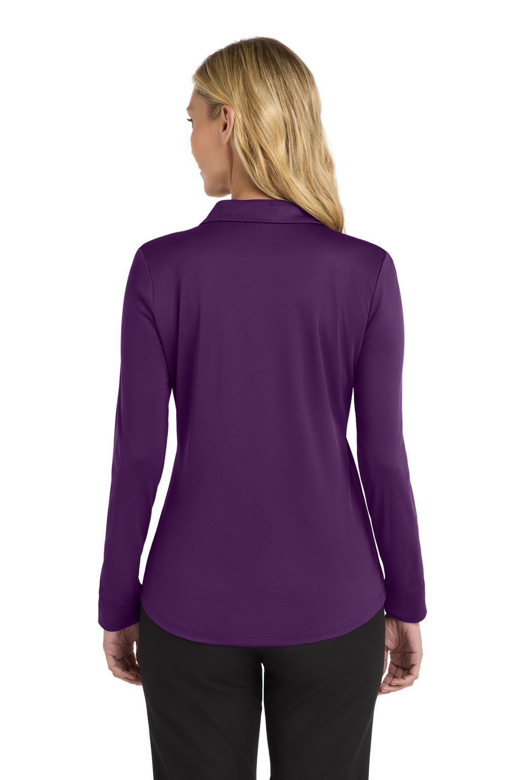Port Authority Women's Silk Touch Performance Long Sleeve Polo. L540LS - Bright Purple - back