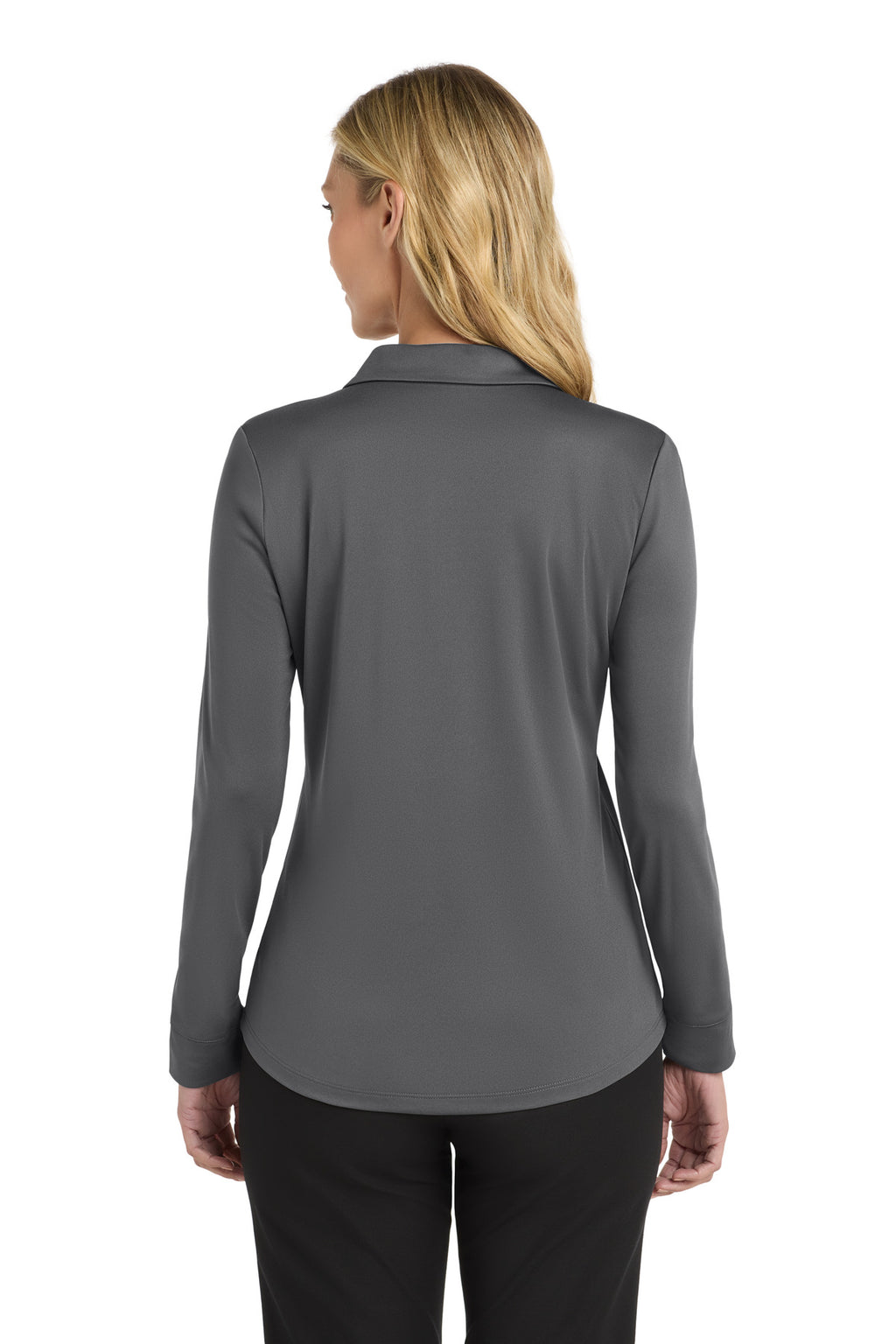 Port Authority Women's Silk Touch Performance Long Sleeve Polo. L540LS - Steel Grey - back