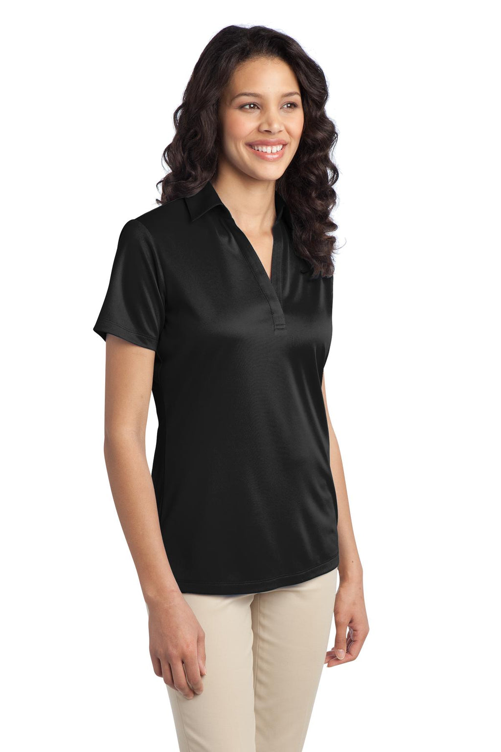Port Authority Women's Silk Touch Performance Polo. L540 - Black - three_q