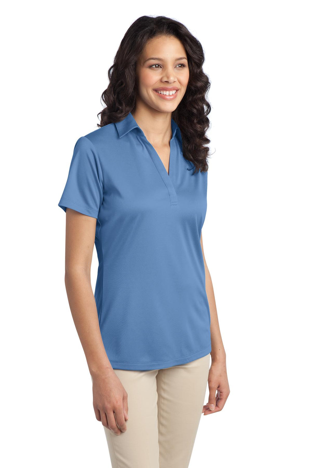 Port Authority Women's Silk Touch Performance Polo. L540 - Carolina Blue - three_q