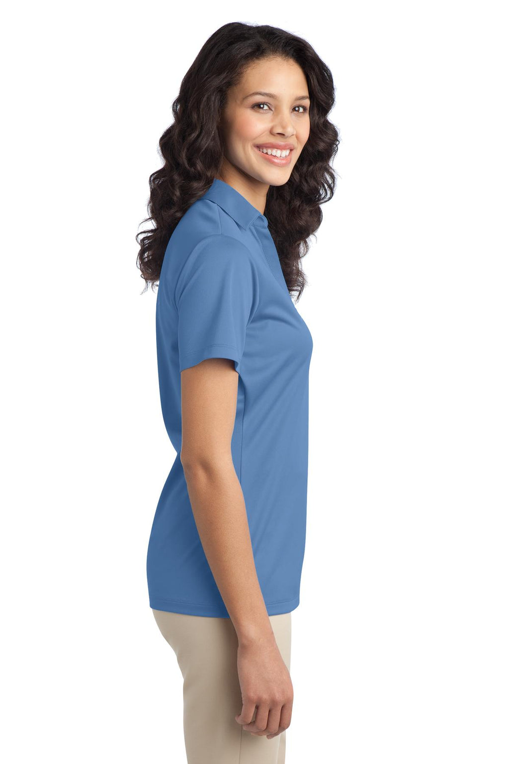 Port Authority Women's Silk Touch Performance Polo. L540 - Carolina Blue - side