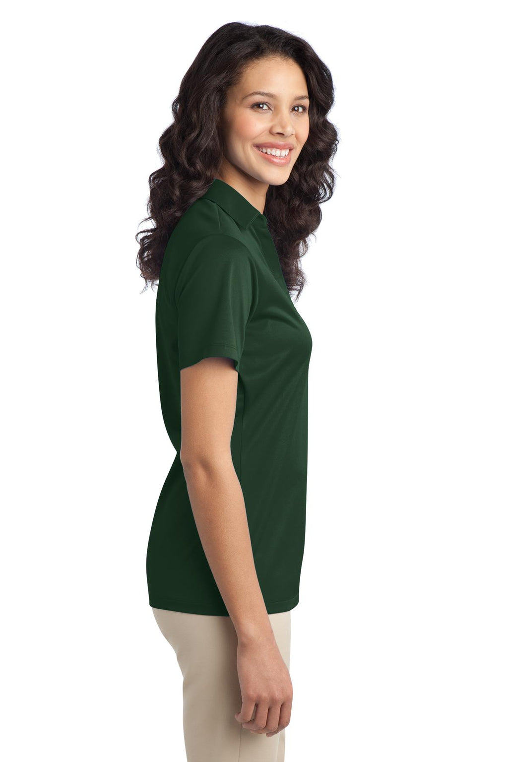 Port Authority Women's Silk Touch Performance Polo. L540 - Dark Green - side