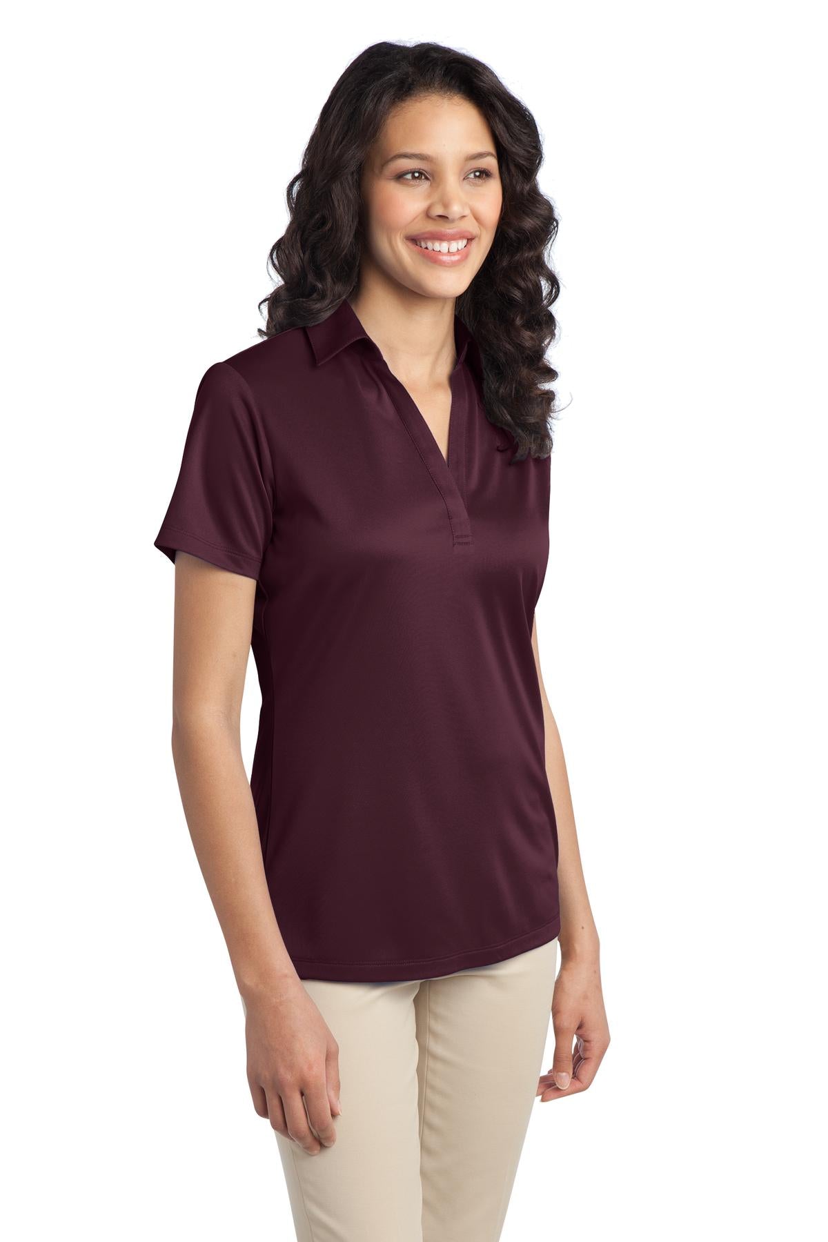 Port Authority Women's Silk Touch Performance Polo. L540 - Maroon - three_q