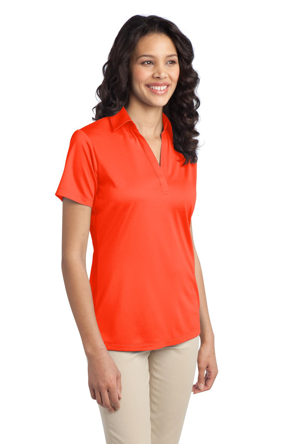 Port Authority Women's Silk Touch Performance Polo. L540 - Neon Orange - three_q