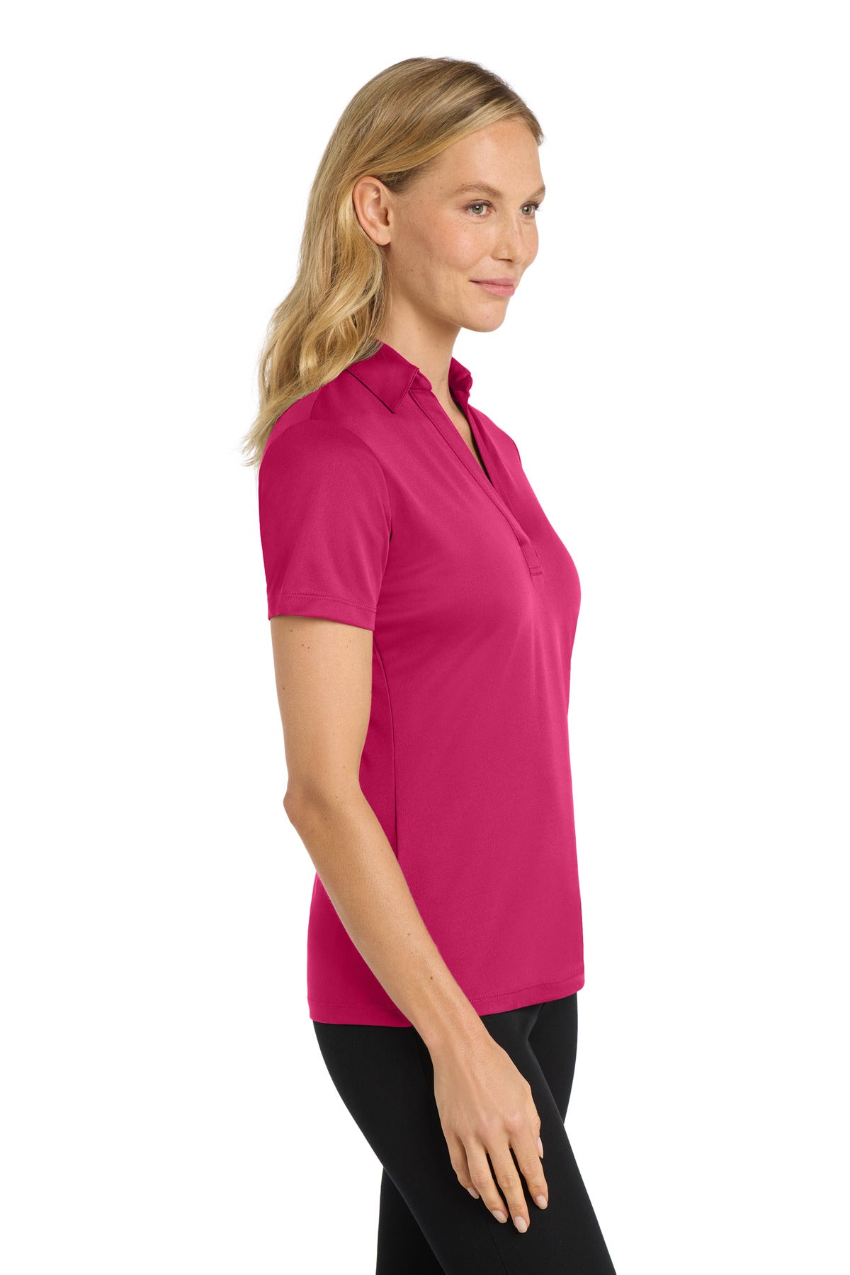 Port Authority Women's Silk Touch Performance Polo. L540 - Pink Raspberry - side