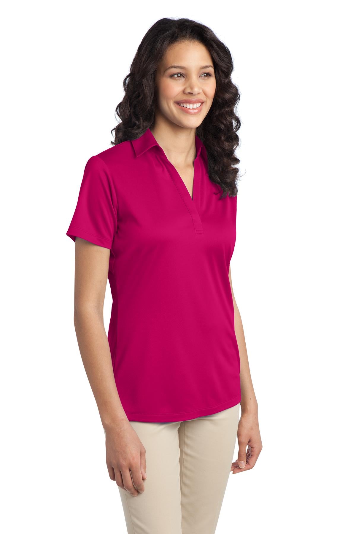 Port Authority Women's Silk Touch Performance Polo. L540 - Pink Raspberry - three_q