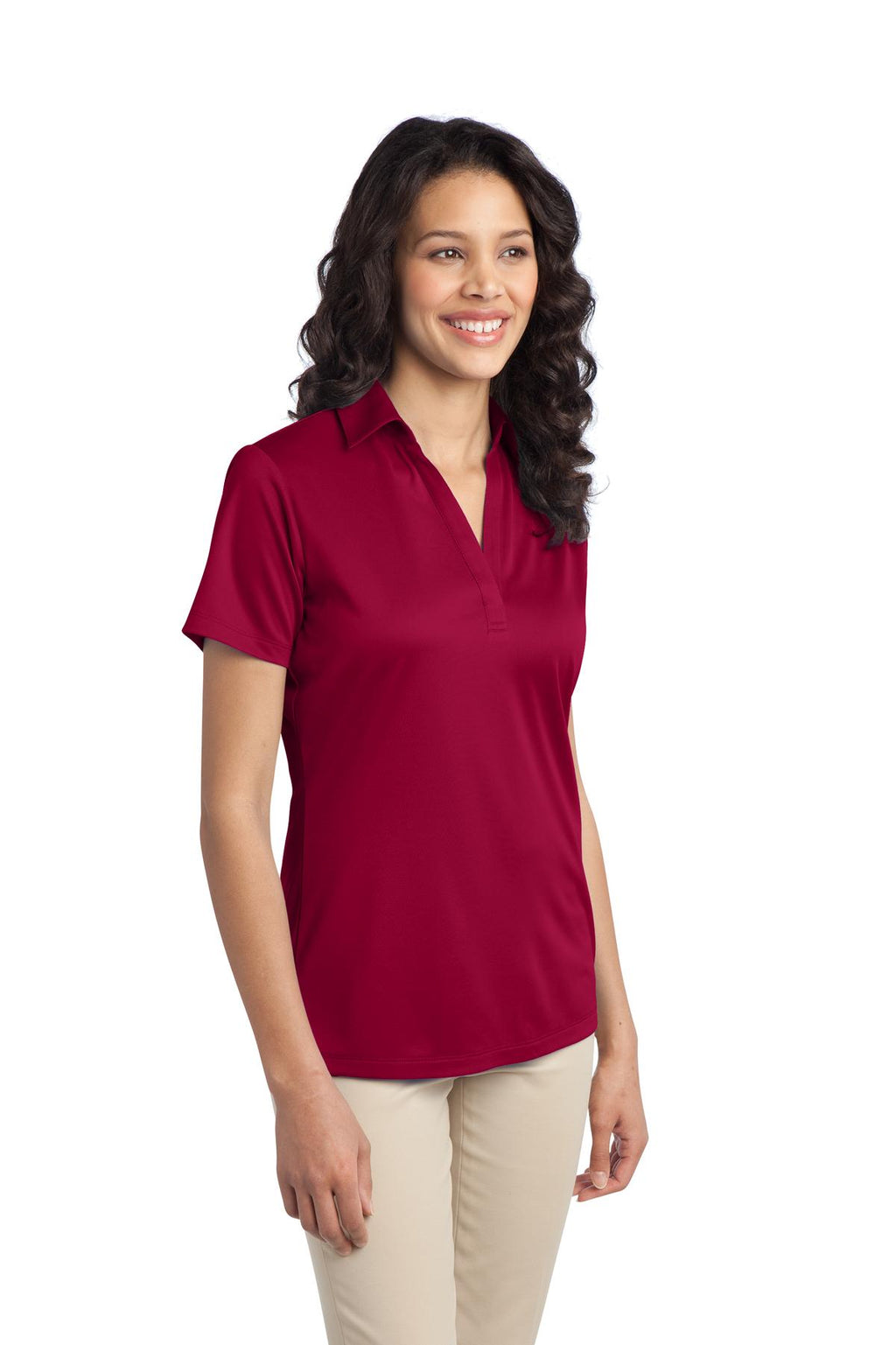 Port Authority Women's Silk Touch Performance Polo. L540 - Red - three_q