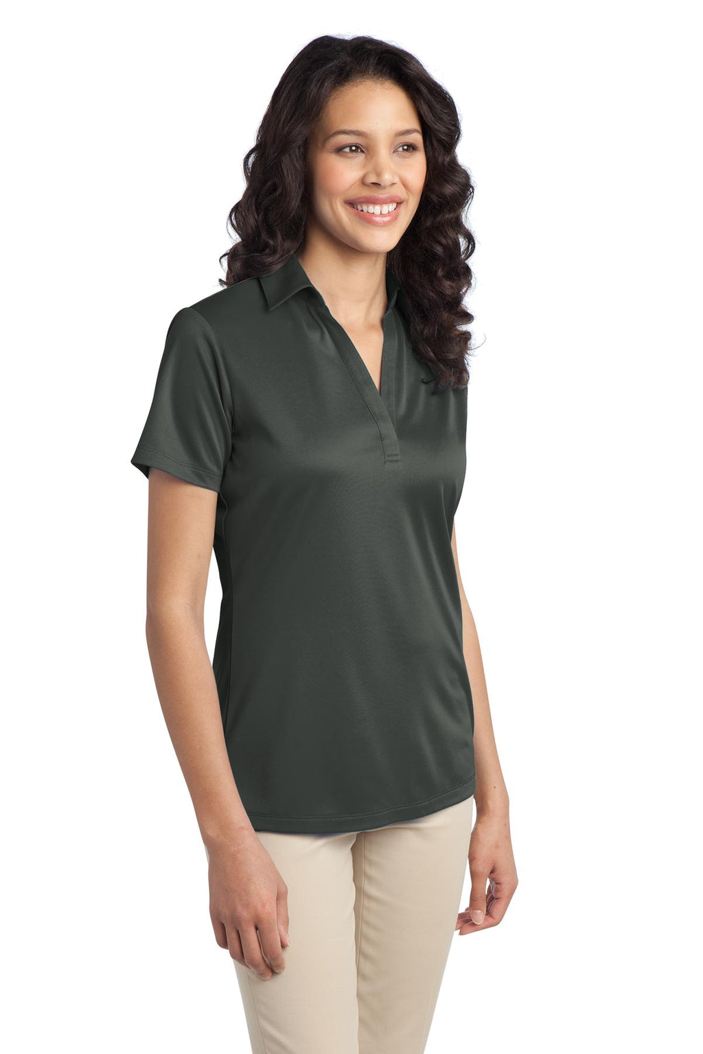 Port Authority Women's Silk Touch Performance Polo. L540 - Steel Grey - three_q