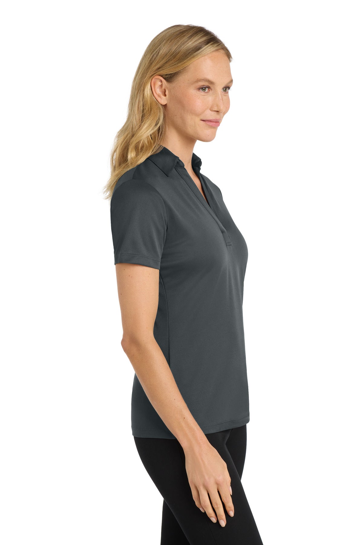 Port Authority Women's Silk Touch Performance Polo. L540 - Steel Grey - side