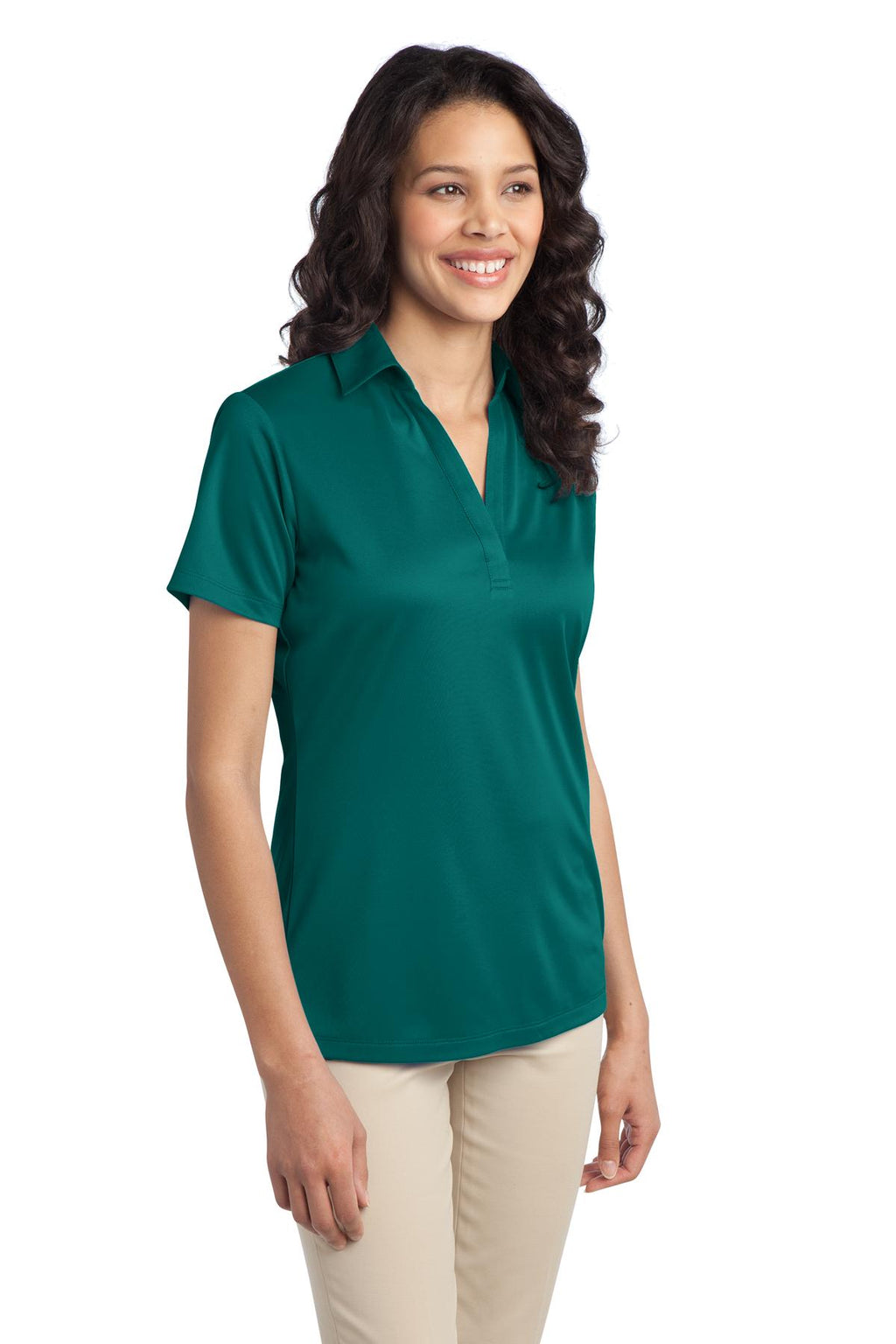 Port Authority Women's Silk Touch Performance Polo. L540 - Teal Green - three_q