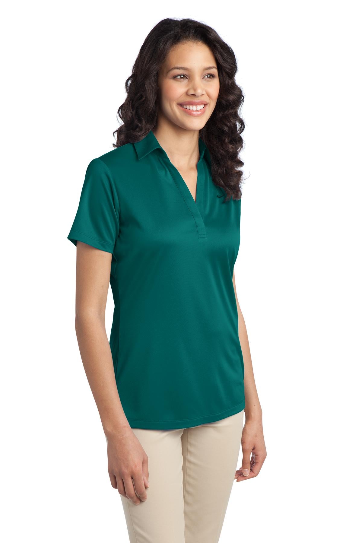 Port Authority Women's Silk Touch Performance Polo. L540 - Teal Green - three_q