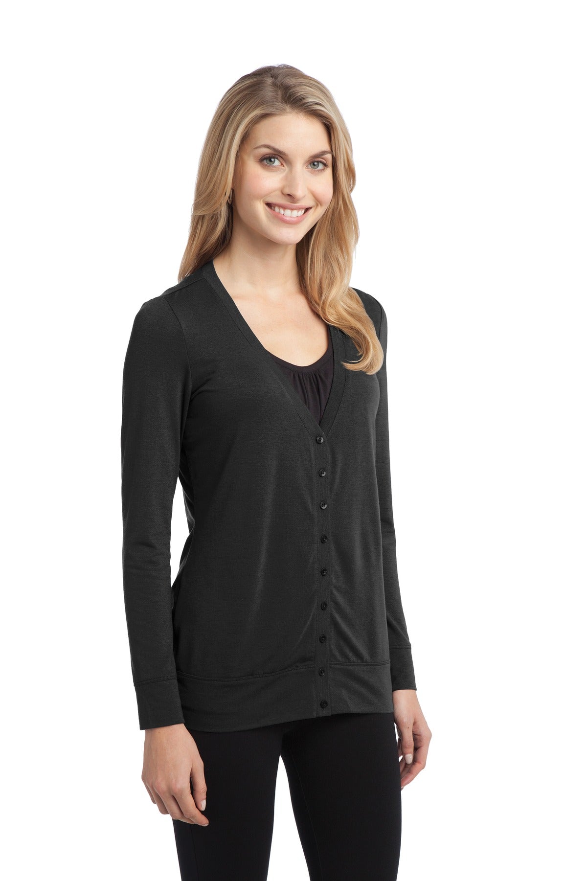 Port Authority Women's Concept Cardigan. L545 - Black - three_q