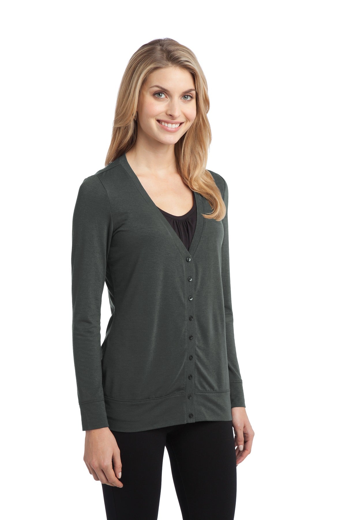 Port Authority Women's Concept Cardigan. L545 - Grey Smoke - three_q
