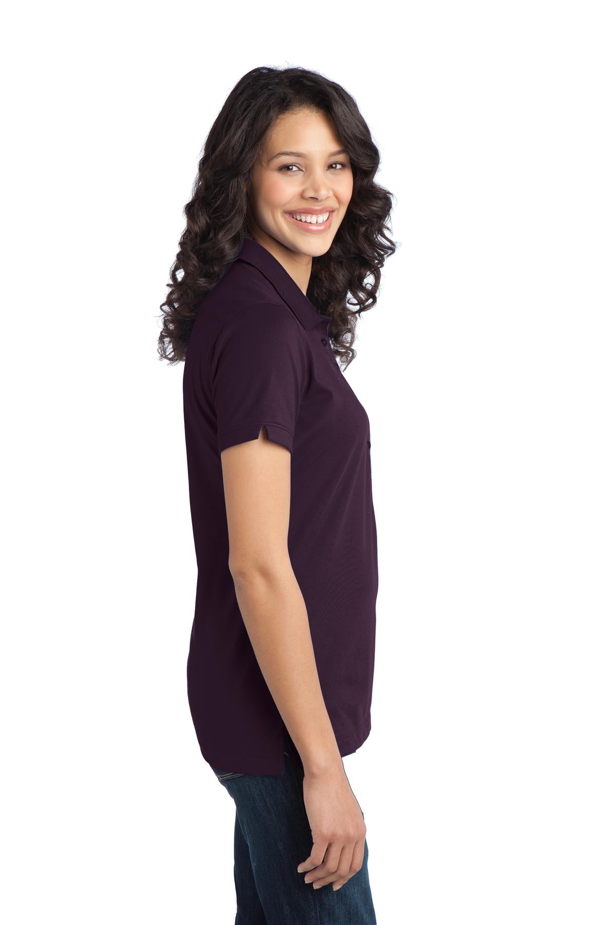 Port Authority Women's Stretch Pique Polo. L555 - Aubergine Purple - side