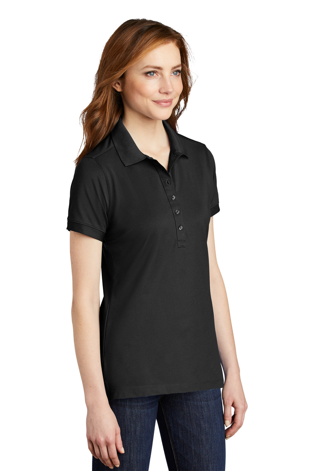 Port Authority Women's Stretch Pique Polo. L555 - Black - three_q