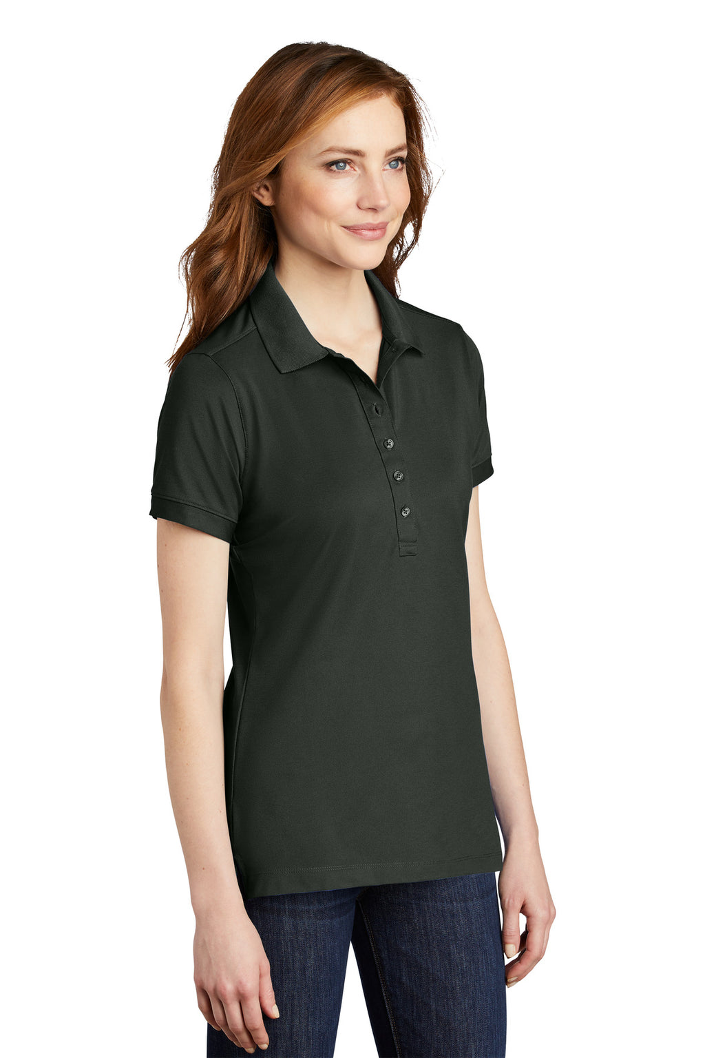 Port Authority Women's Stretch Pique Polo. L555 - Grey Smoke - three_q