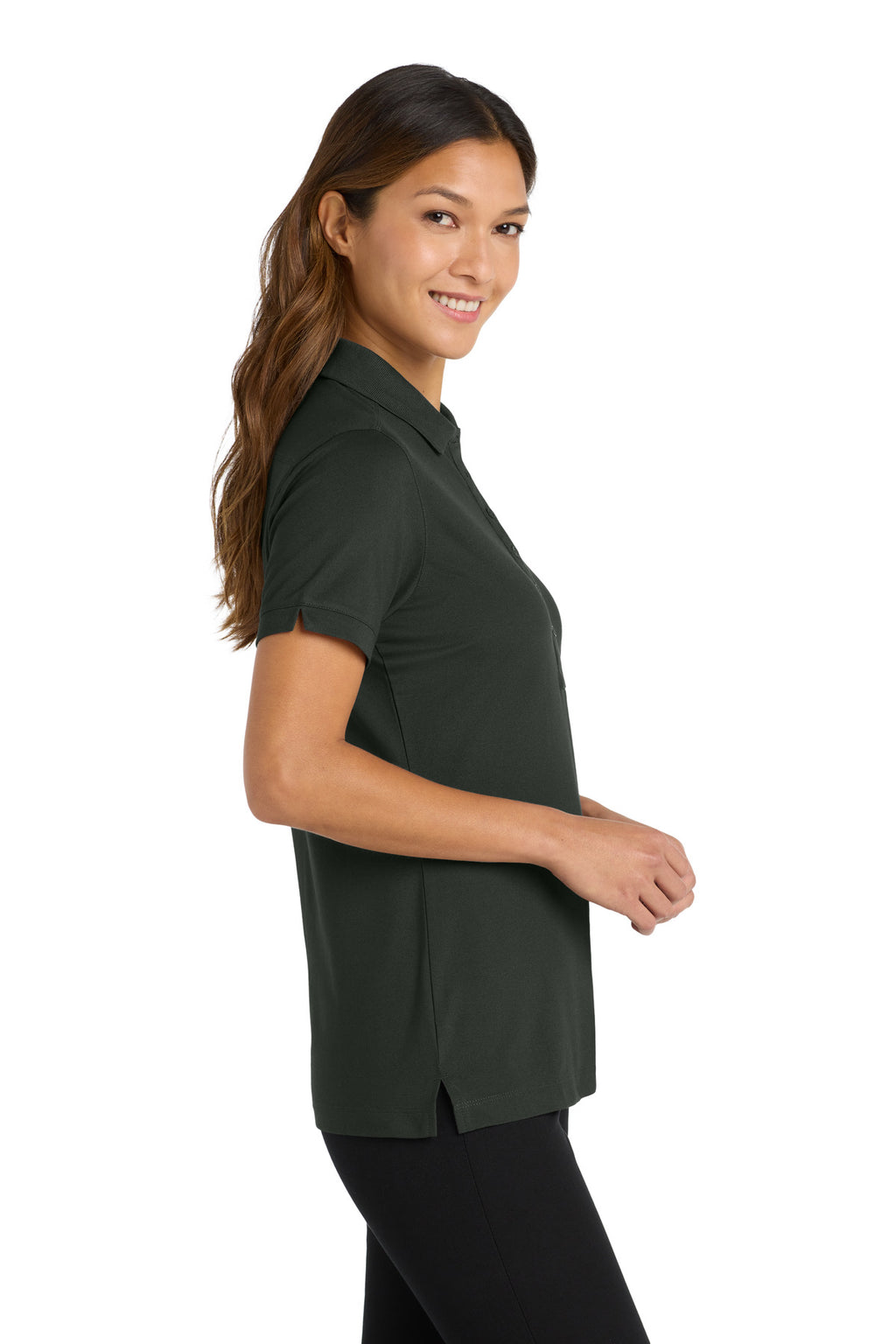 Port Authority Women's Stretch Pique Polo. L555 - Grey Smoke - side