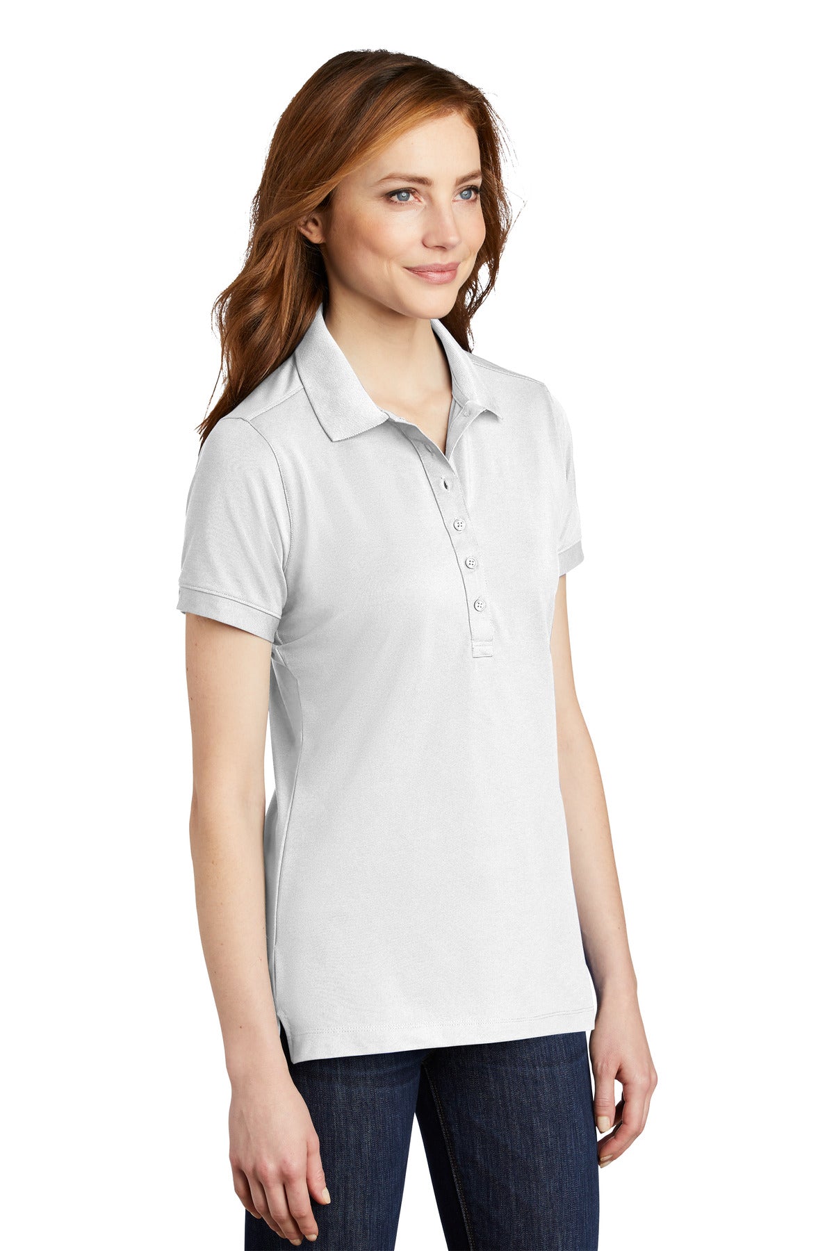 Port Authority Women's Stretch Pique Polo. L555 - White - three_q