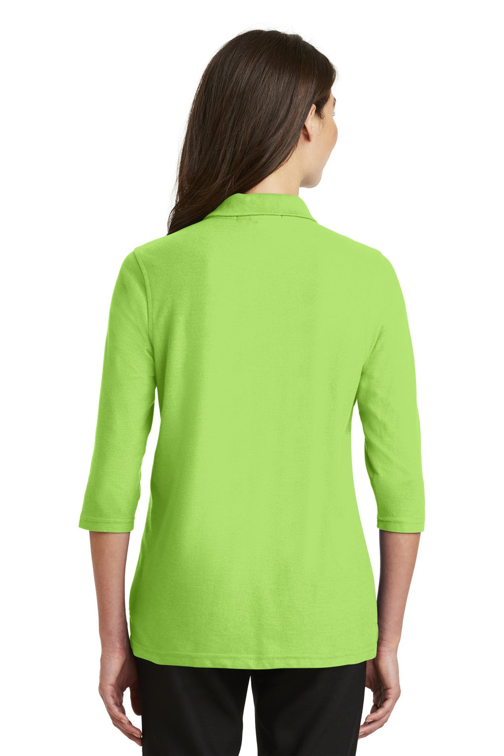 DISCONTINUED Port Authority Women's Silk Touch 3/4-Sleeve Polo. L562 - Lime - back