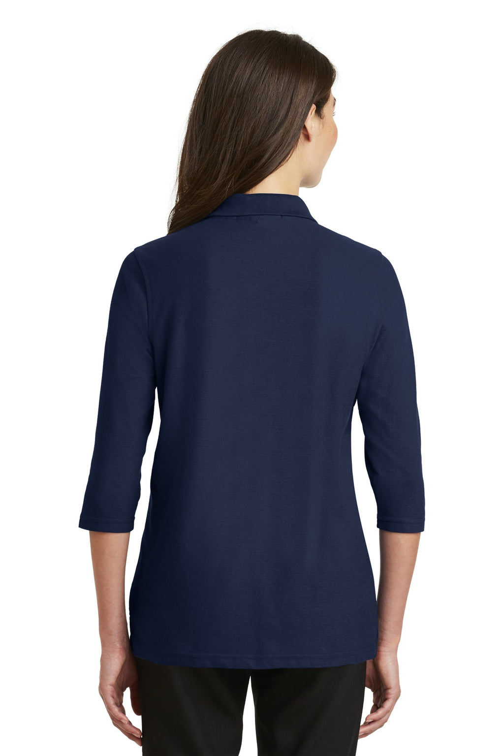 DISCONTINUED Port Authority Women's Silk Touch 3/4-Sleeve Polo. L562 - Navy - back