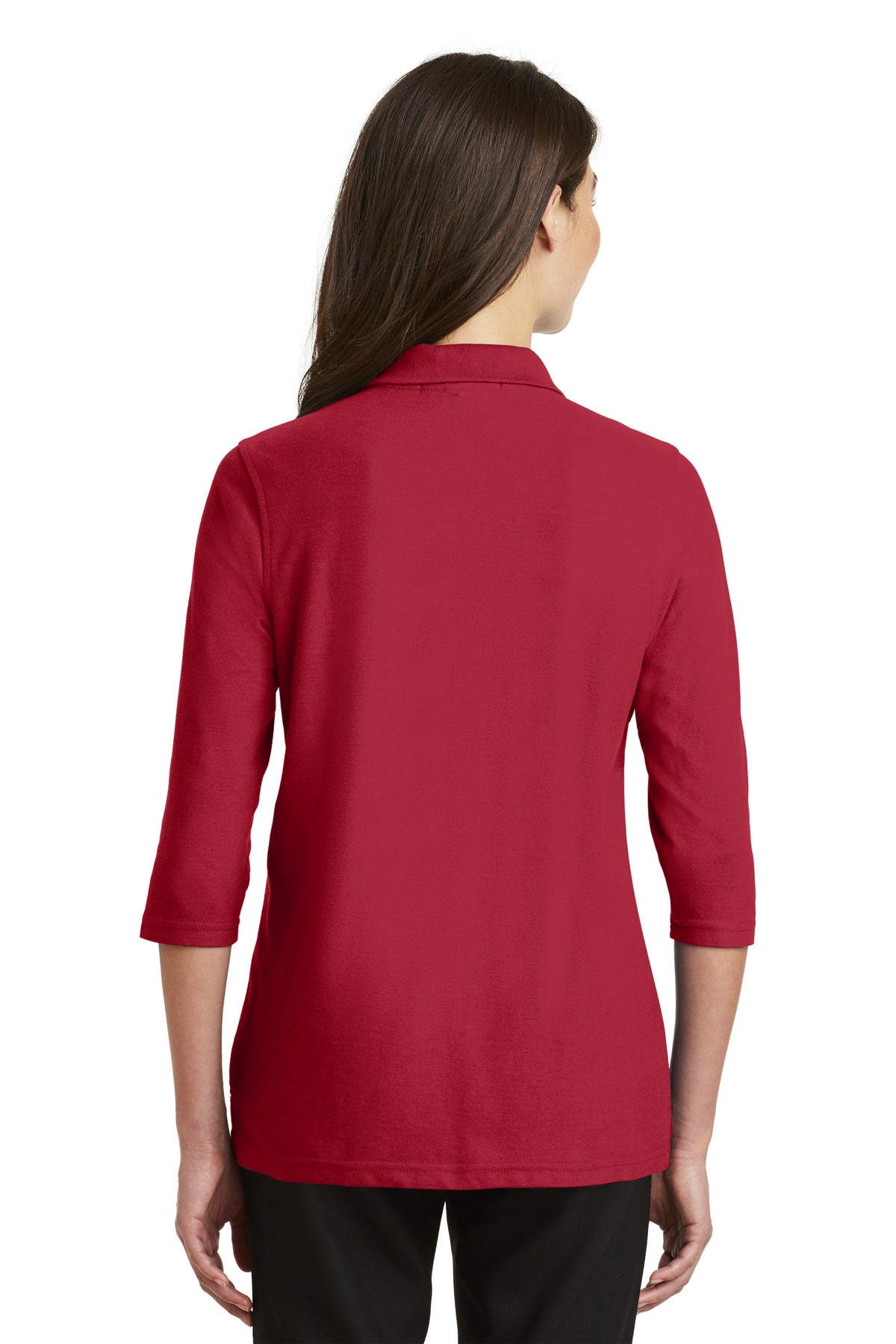 DISCONTINUED Port Authority Women's Silk Touch 3/4-Sleeve Polo. L562 - Red - back