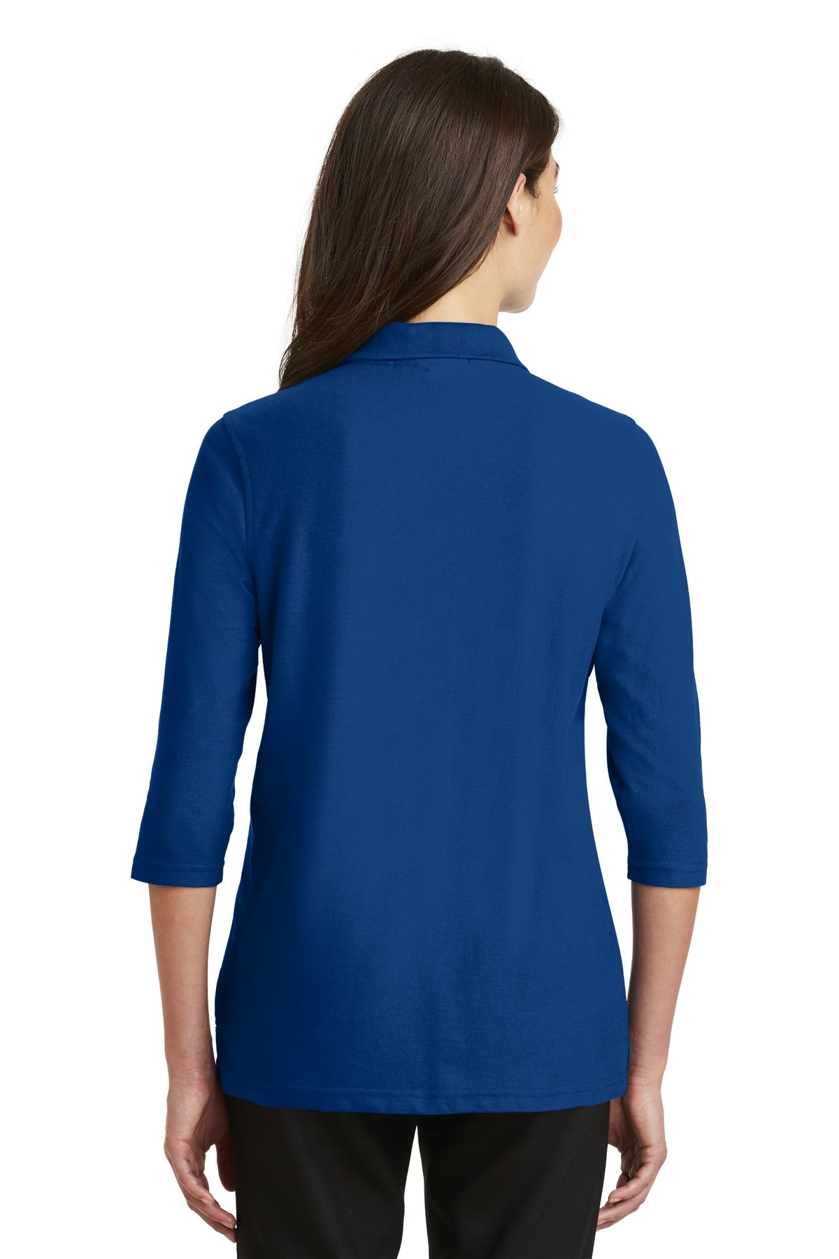 DISCONTINUED Port Authority Women's Silk Touch 3/4-Sleeve Polo. L562 - Royal - back