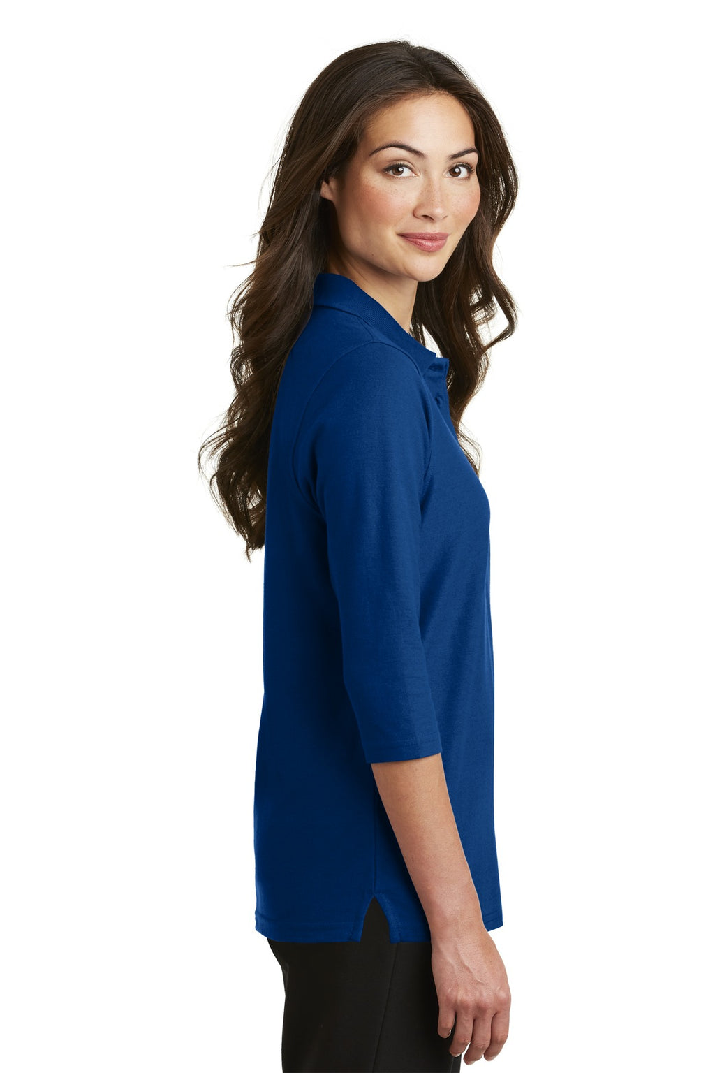 DISCONTINUED Port Authority Women's Silk Touch 3/4-Sleeve Polo. L562 - Royal - side