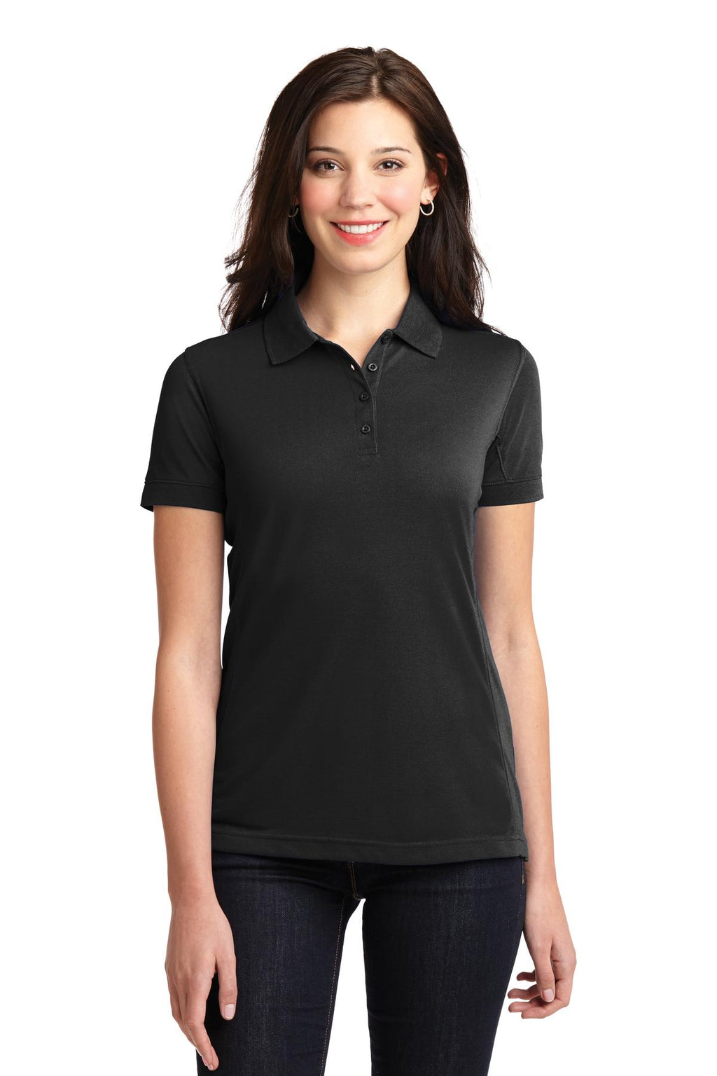 DISCONTINUED Port Authority Ladies 5-in-1 Performance Pique Polo. L567 - Black - front