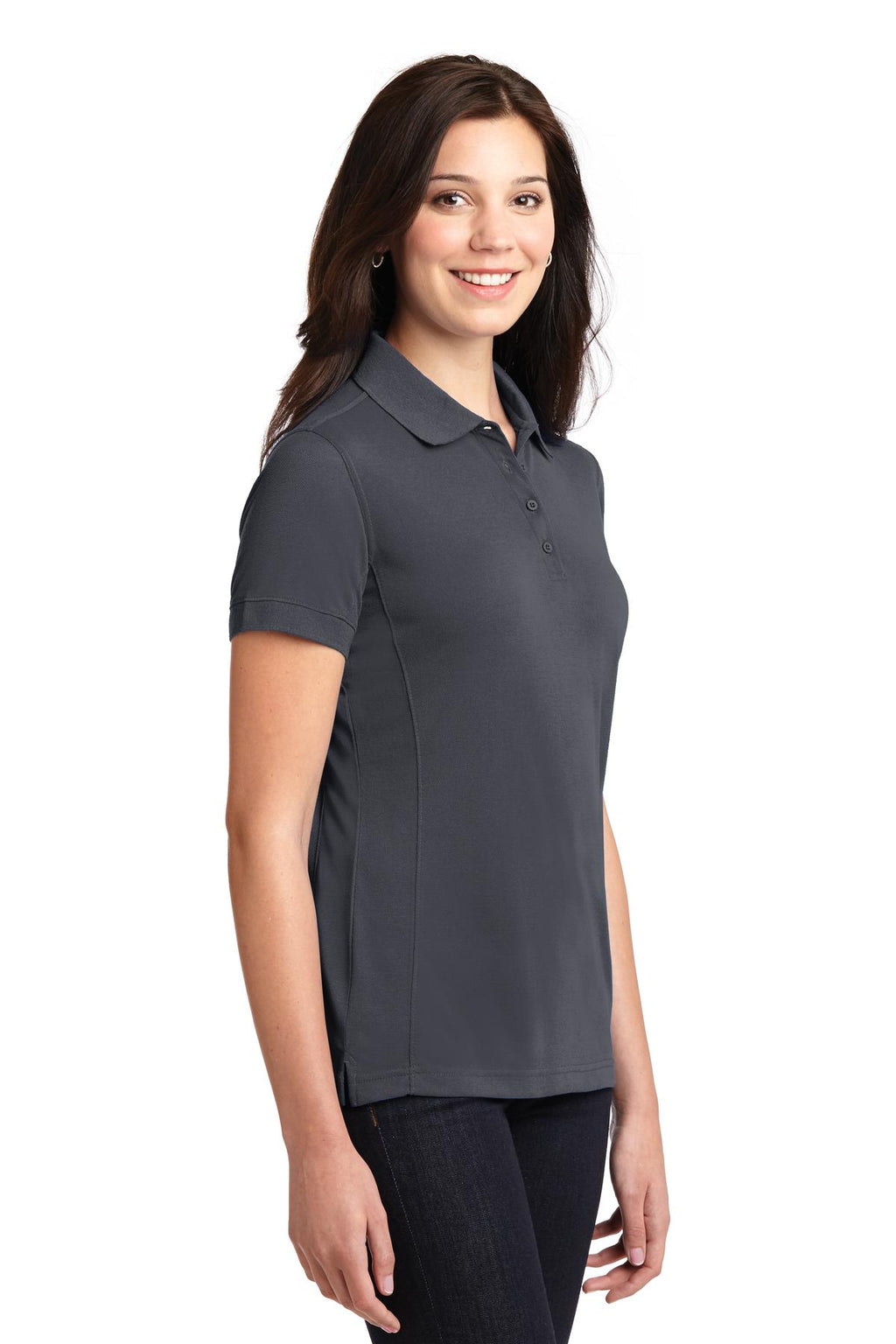 DISCONTINUED Port Authority Ladies 5-in-1 Performance Pique Polo. L567 - Slate Grey - three_q
