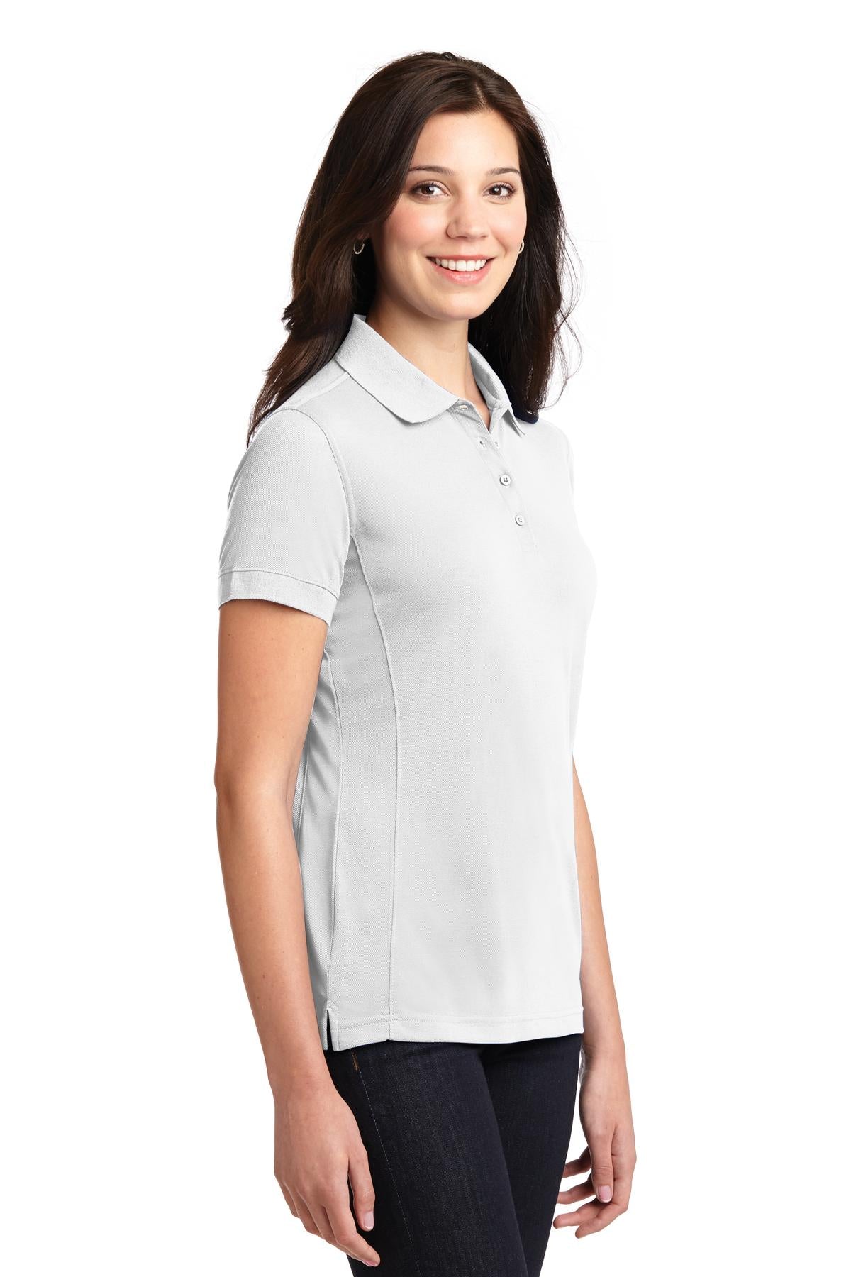 DISCONTINUED Port Authority Ladies 5-in-1 Performance Pique Polo. L567 - White - three_q