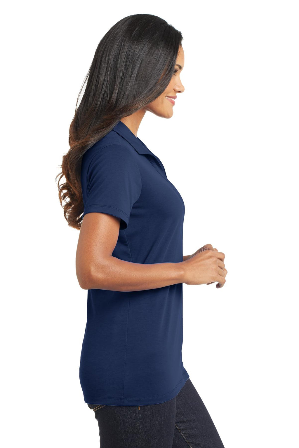Port Authority Women's Cotton Touch Performance Polo. L568 - Estate Blue - side
