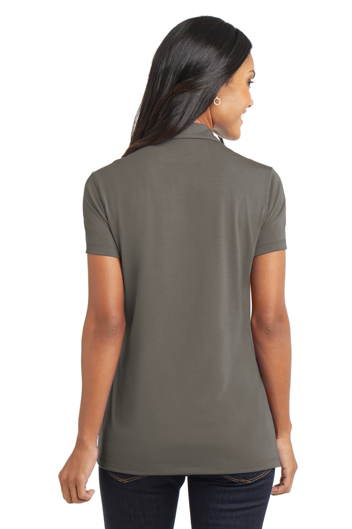 Port Authority Women's Cotton Touch Performance Polo. L568 - Grey Smoke - back