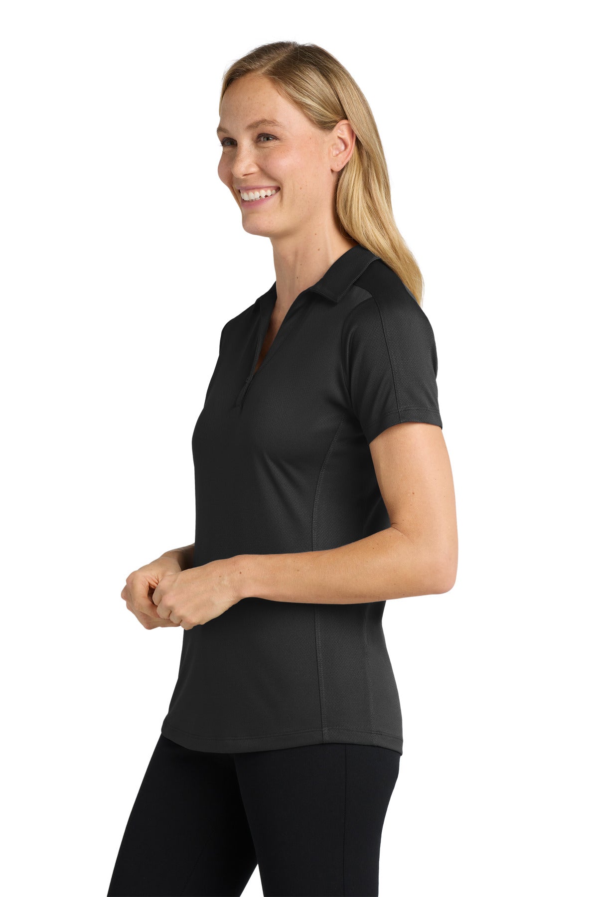 Port Authority Women's Diamond Jacquard Polo. L569 - Black - side
