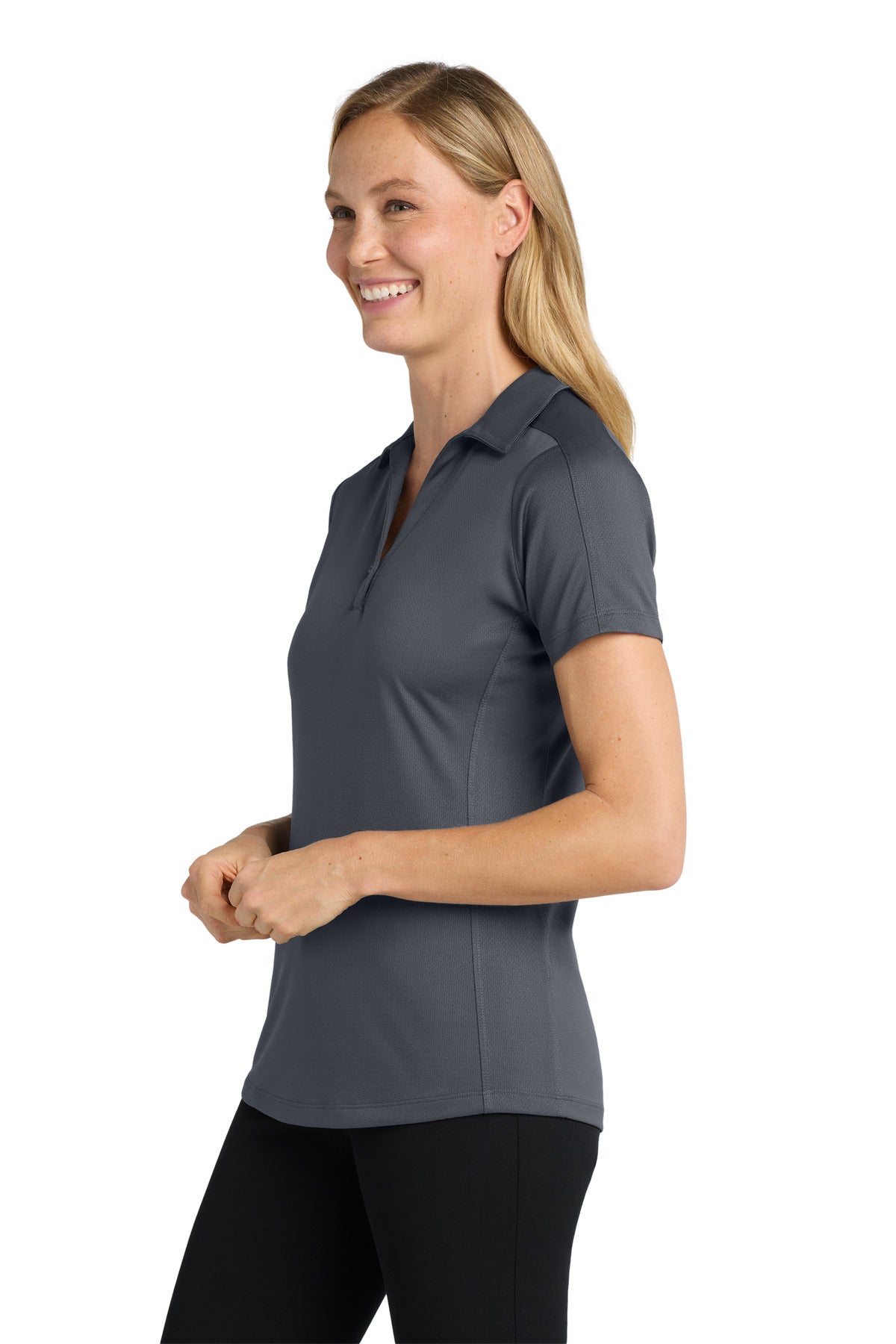 Port Authority Women's Diamond Jacquard Polo. L569 - Graphite - side