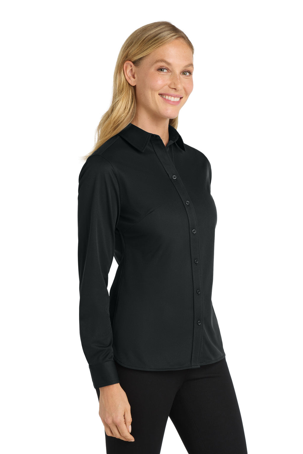 Port Authority Women's Dimension Knit Dress Shirt. L570 - Black - side