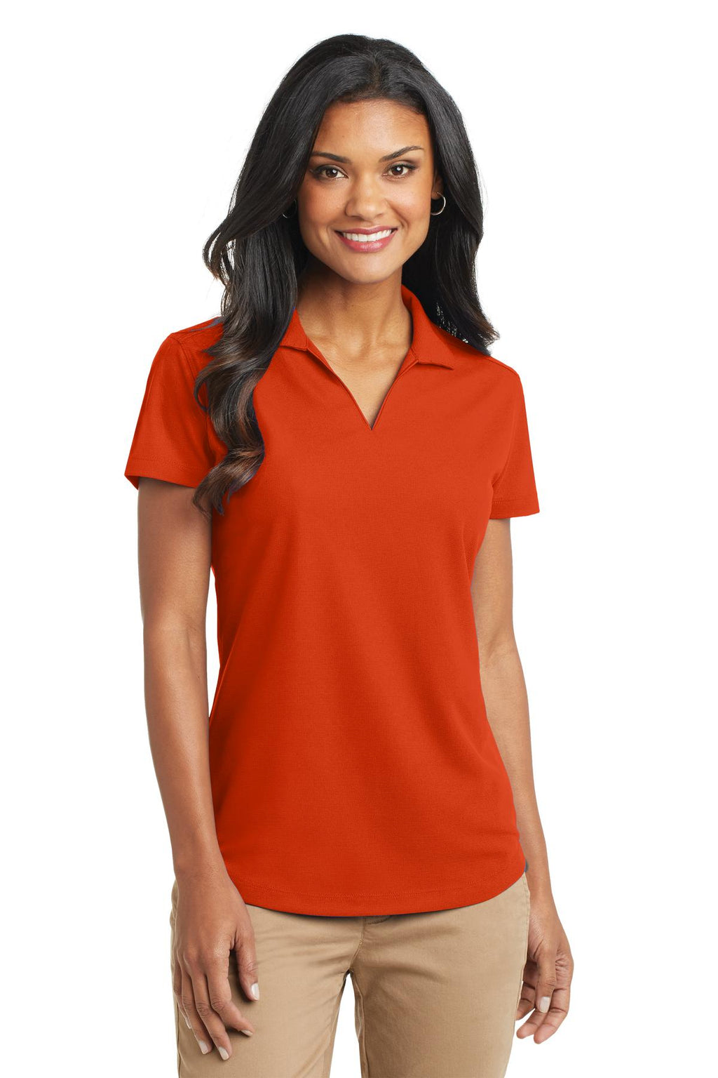 Port Authority Women's Dry Zone Grid Polo. L572 - Autumn Orange - front