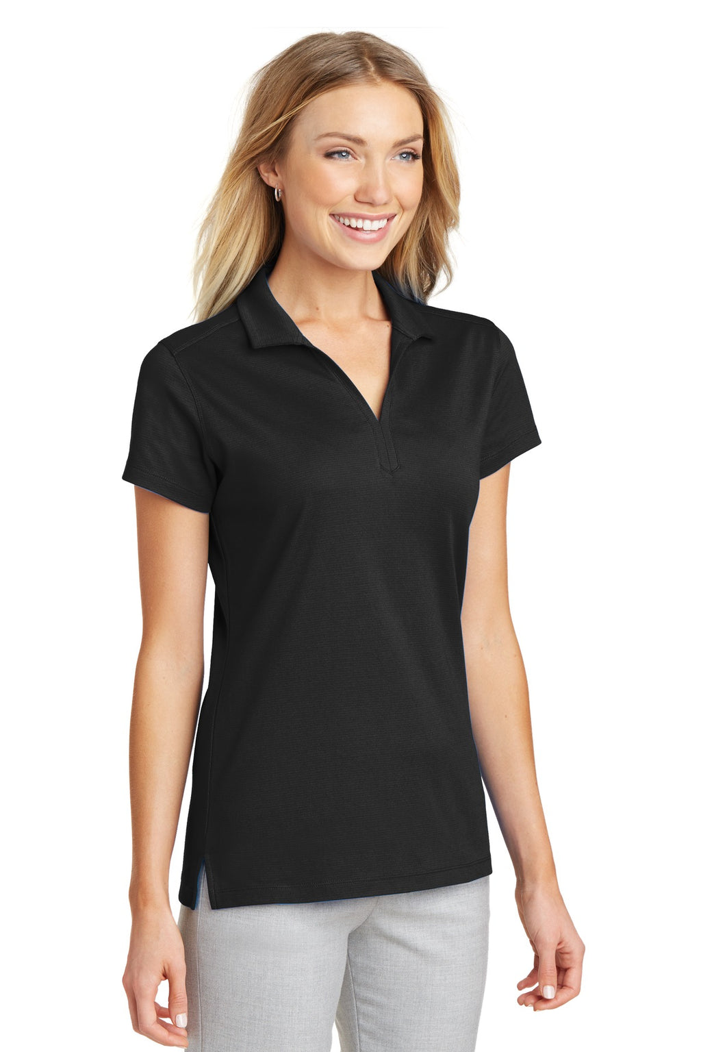 Port Authority Women's Rapid Dry Mesh Polo. L573 - Black - three_q