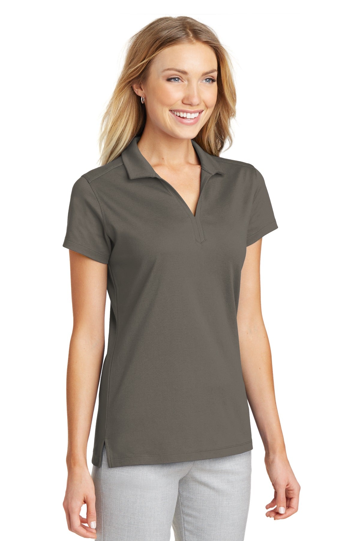 Port Authority Women's Rapid Dry Mesh Polo. L573 - Grey Smoke - three_q