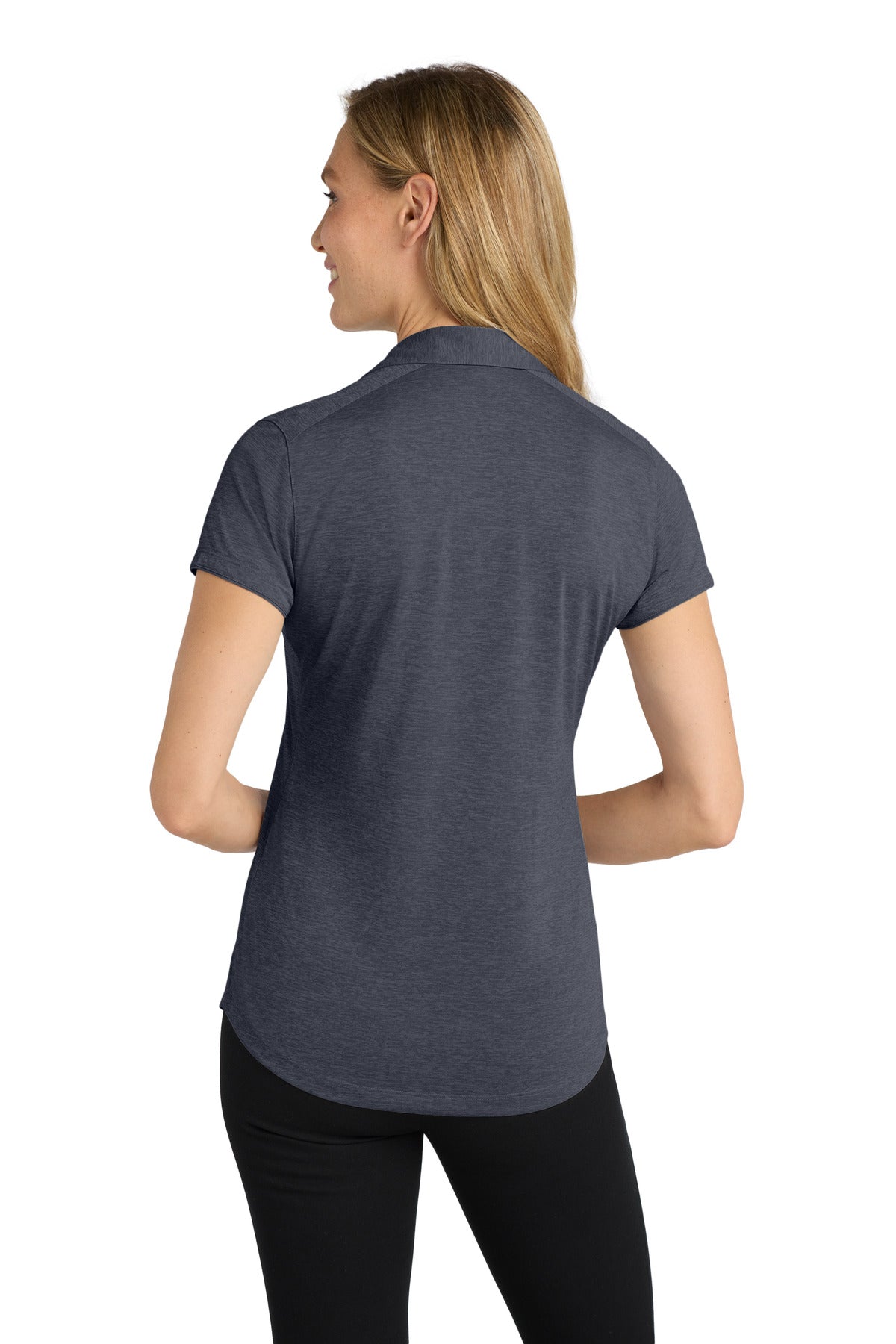 Port Authority Women's Digi Heather Performance Polo. L574 - Dark Grey - back