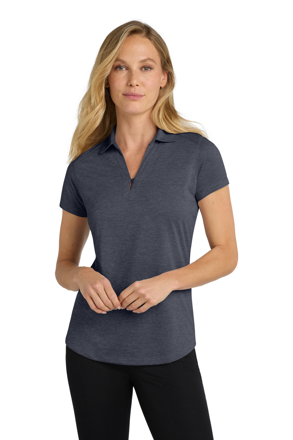 Port Authority Women's Digi Heather Performance Polo. L574 - Dark Grey - front
