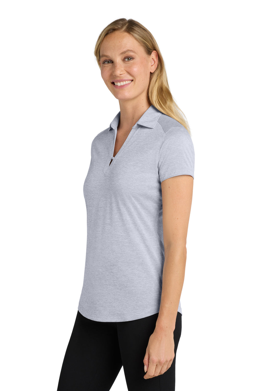 Port Authority Women's Digi Heather Performance Polo. L574 - Light Grey - side