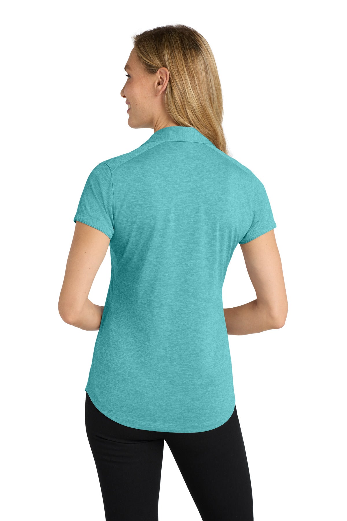 Port Authority Women's Digi Heather Performance Polo. L574 - Maui Blue - back