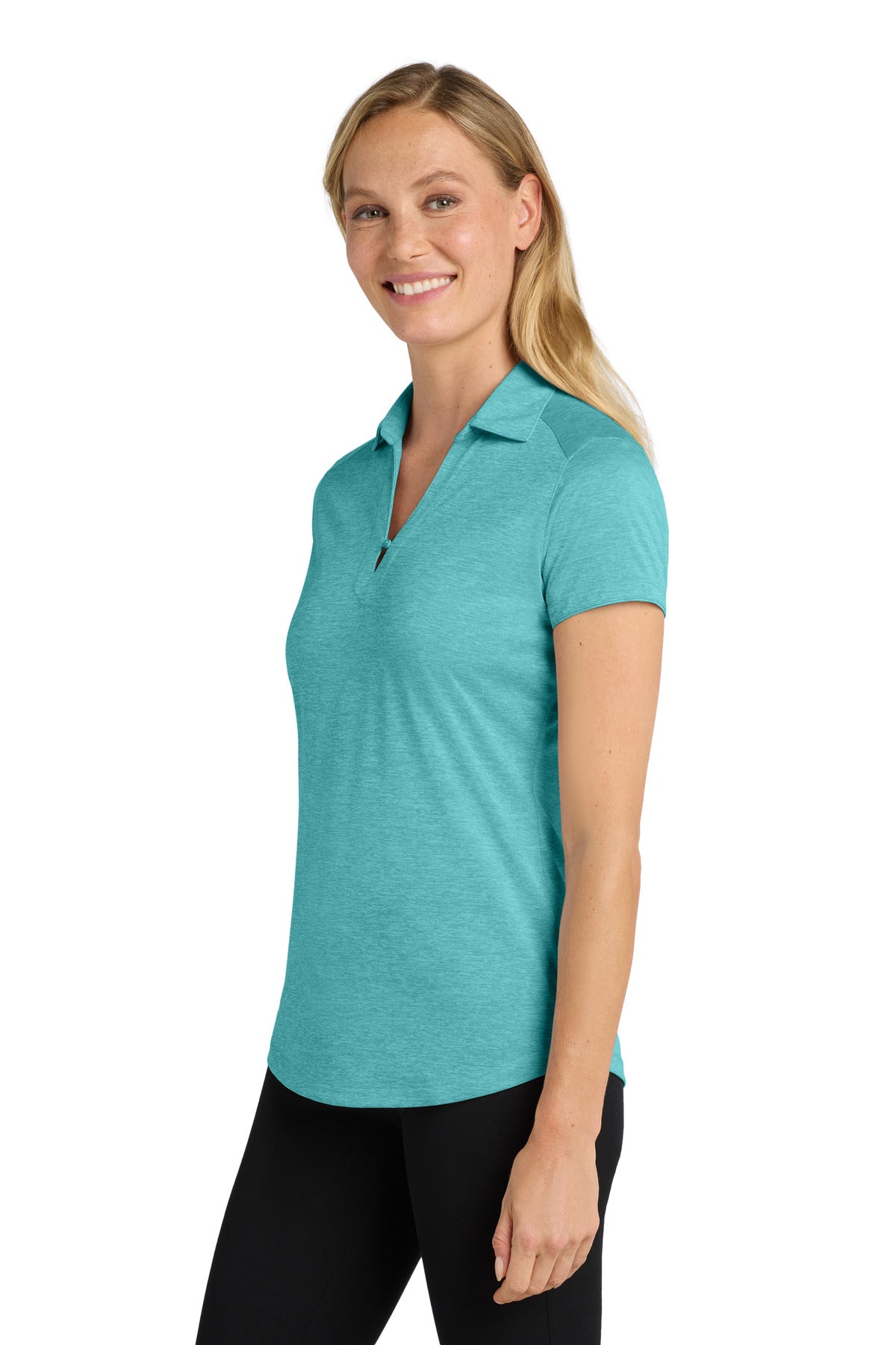 Port Authority Women's Digi Heather Performance Polo. L574 - Maui Blue - side