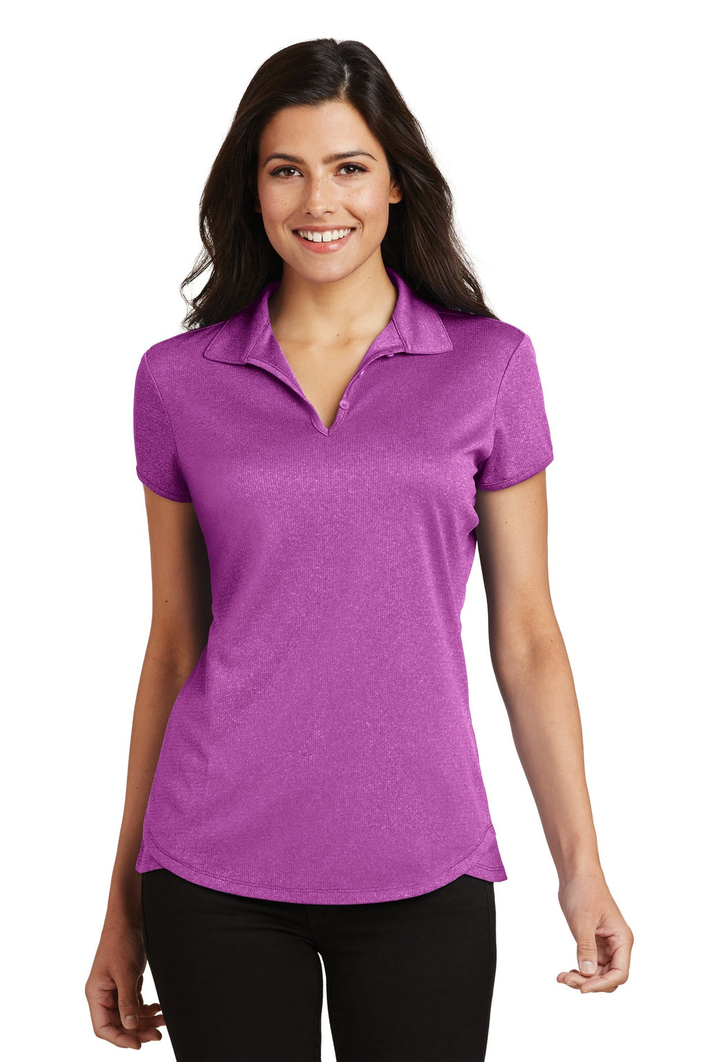 Port Authority Women's Trace Heather Polo. L576 - Berry Heather - front