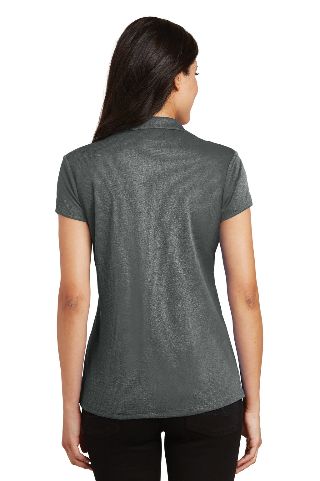 Port Authority Women's Trace Heather Polo. L576 - Charcoal Heather - back