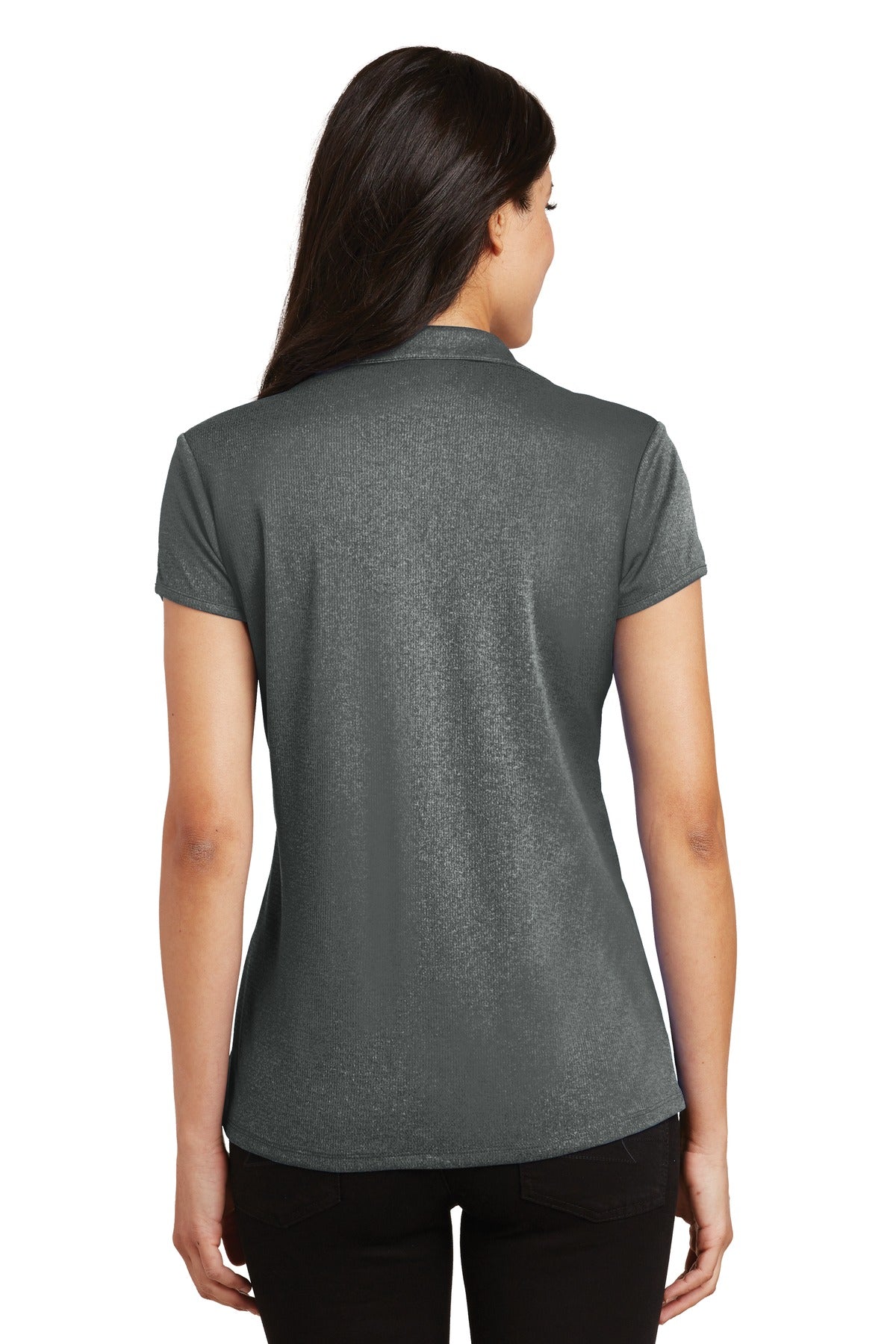 Port Authority Women's Trace Heather Polo. L576 - Charcoal Heather - back