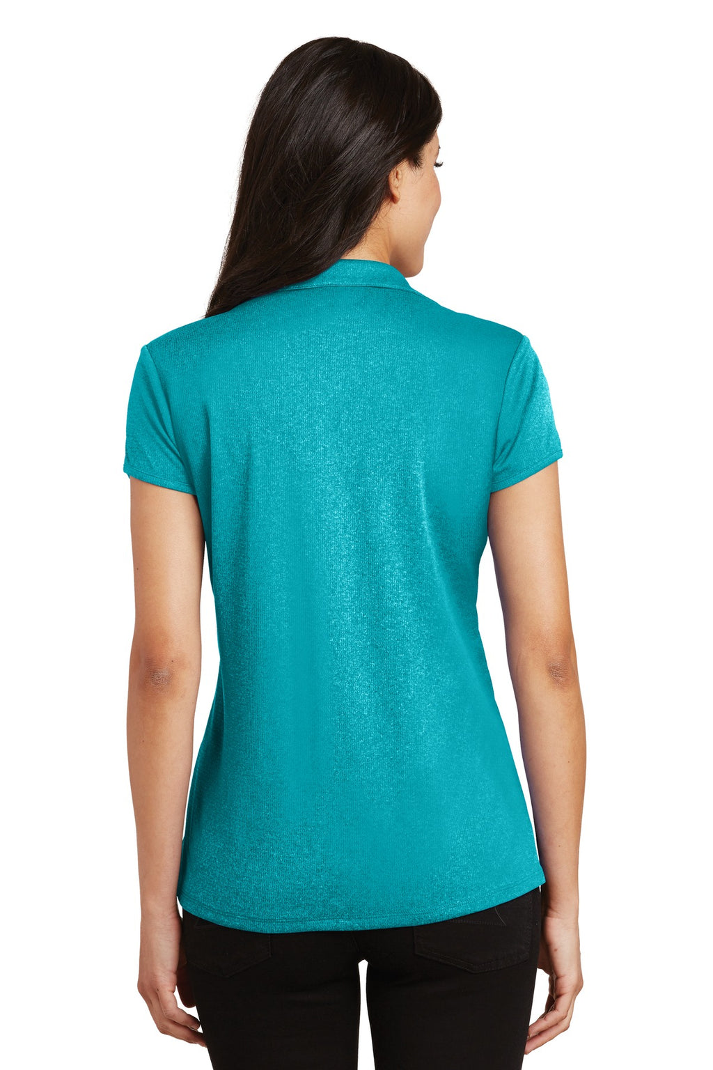 Port Authority Women's Trace Heather Polo. L576 - Tropic Blue Heather - back