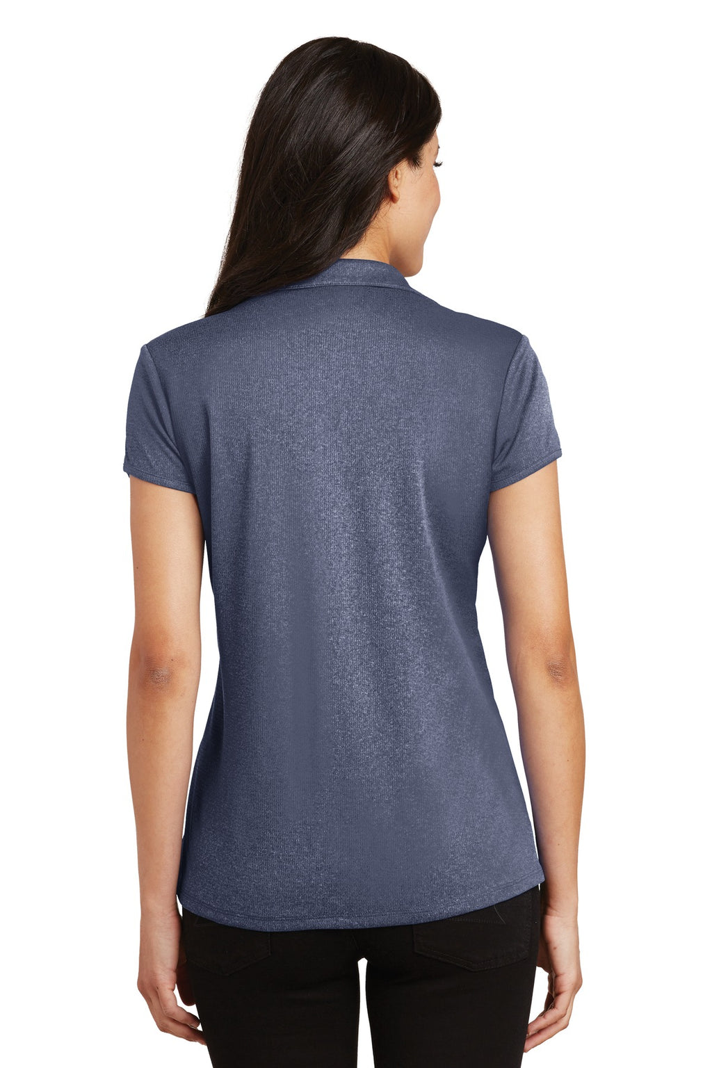 Port Authority Women's Trace Heather Polo. L576 - True Navy Heather - back