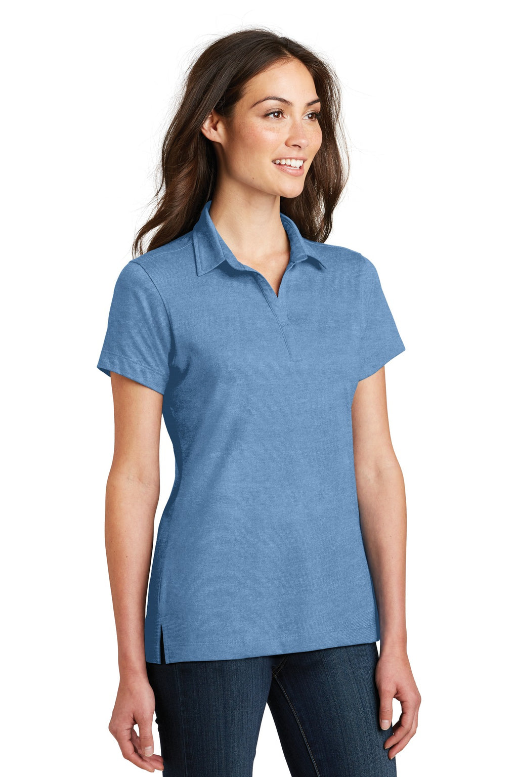 DISCONTINUED Port Authority Ladies Meridian Cotton Blend Polo. L577 - Blue Skies - three_q