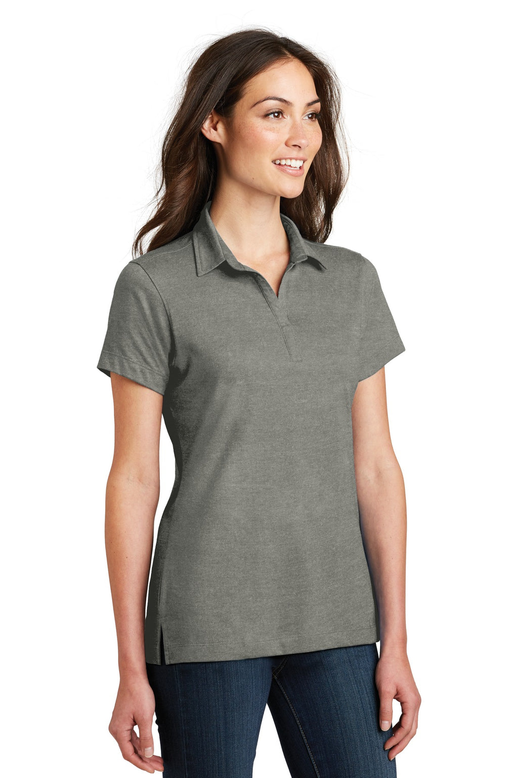 DISCONTINUED Port Authority Ladies Meridian Cotton Blend Polo. L577 - Monument Grey - three_q